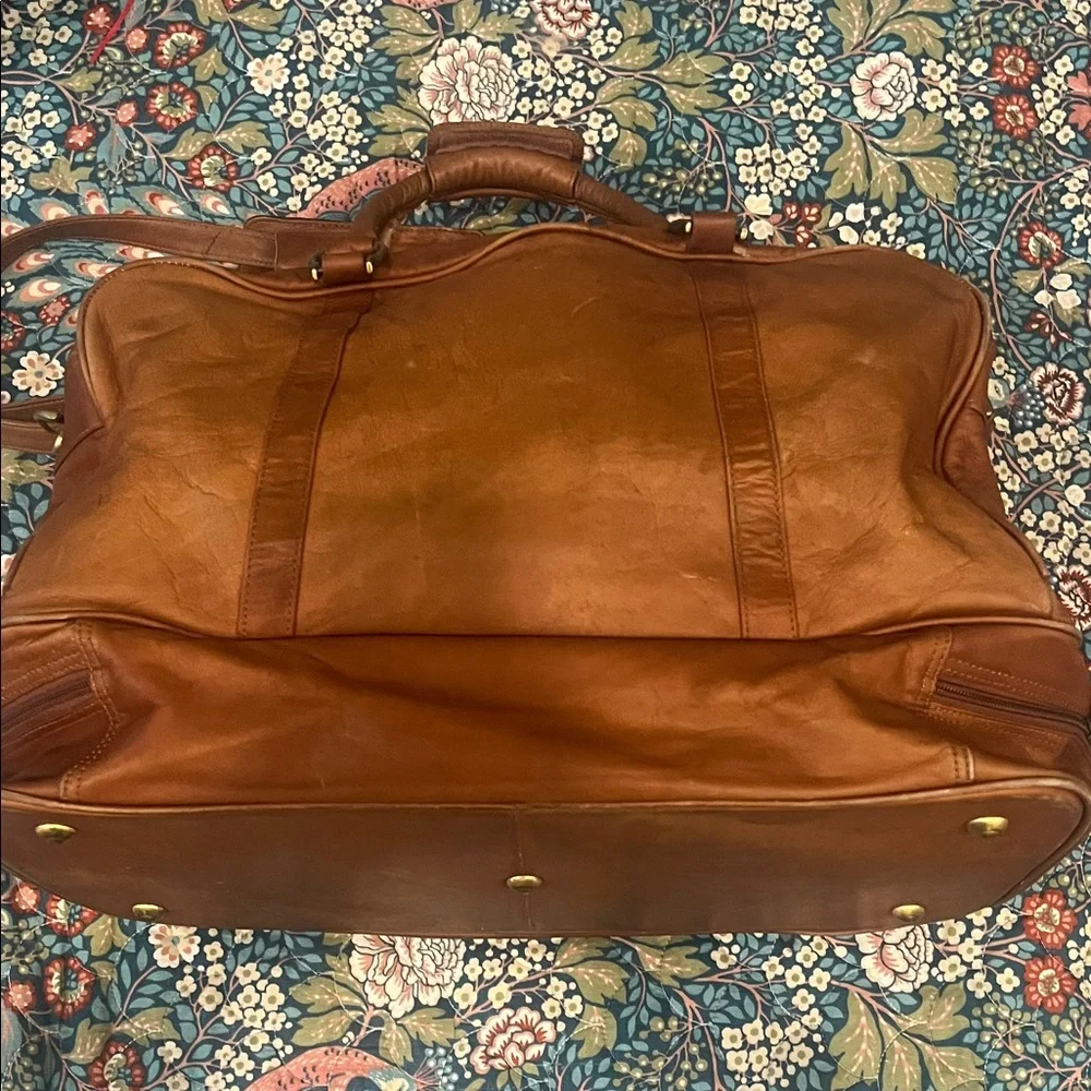 Vintage Boulder Ridge Tan Leather Duffel Bag